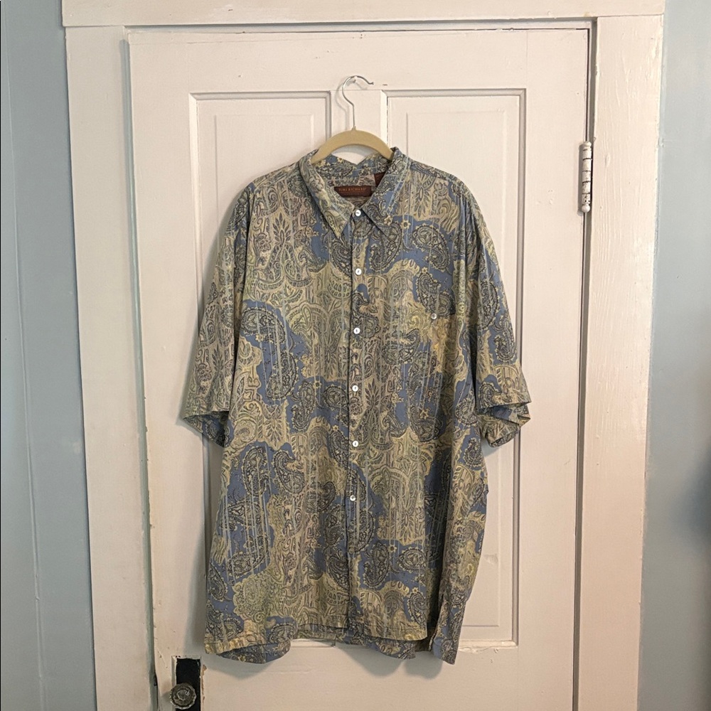 Tori Richard Blue and Green Paisley Shirt